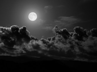Ruta a caballo con luna llena